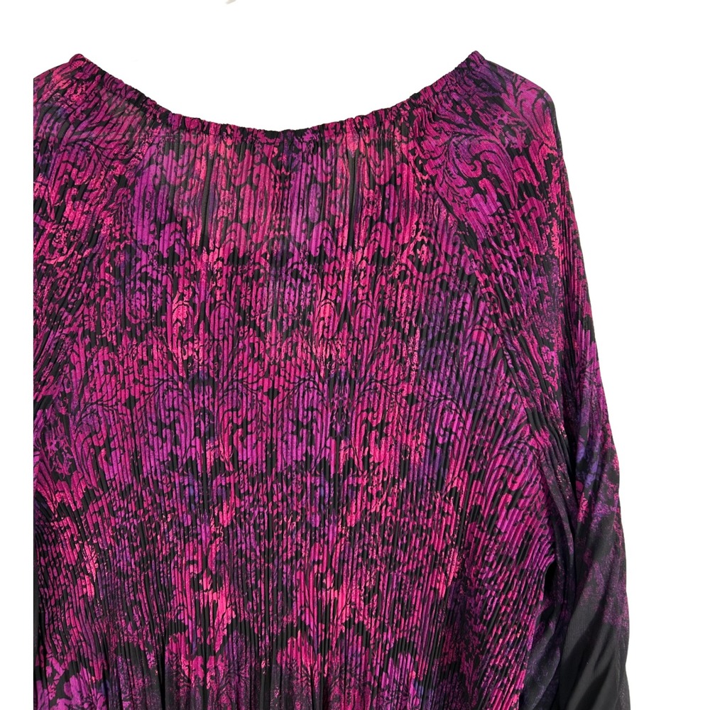 NWT Catherines Womens 3X Purple Black Ombre Pleated Beaded Tunic Blouse - Picture 4 of 9